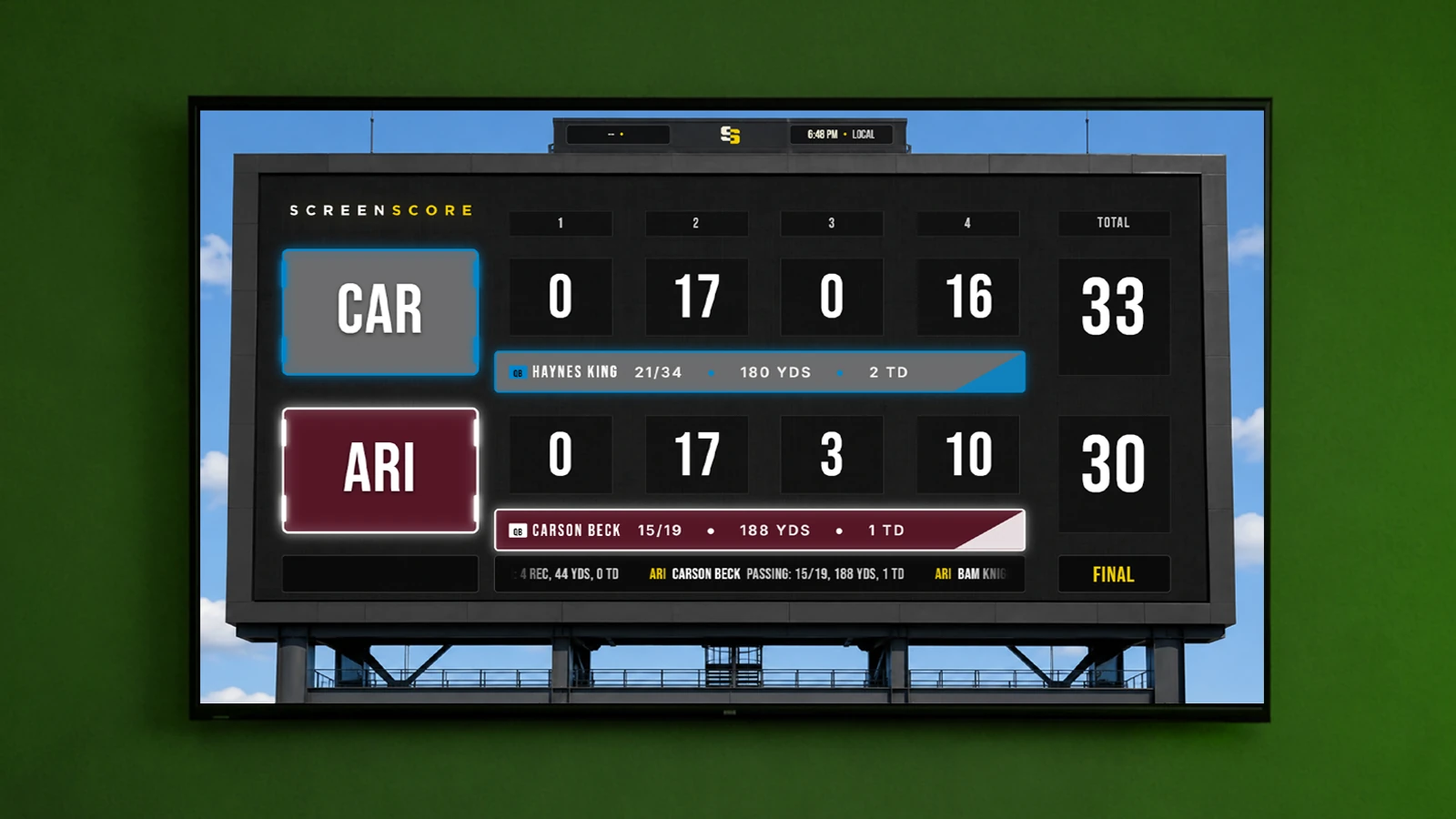 Big Board football ScreenScore mockup